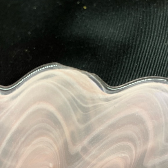 MURANO Lavorazione Arte Glass Bowl Pink Scalloped Edge Translucent Decorative - Picture 13 of 14